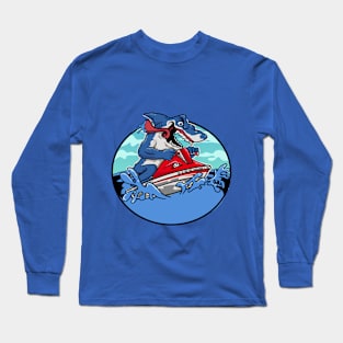 furious SHARK RIDING JET SKI Long Sleeve T-Shirt